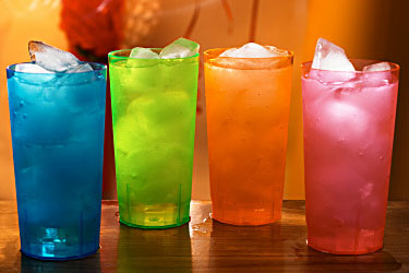 coloured plastic cocktail glasses